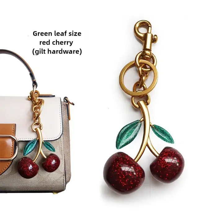 Image de Porte-clés Cerise Paillettes Or - Accessoire Tendance Été