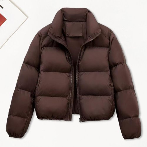 Zdjęcie Kurtka z klapami Jednokolorowa kurtka Wiatroodporny wyściełany płaszcz puchowy ze stójką dla mężczyzn Kobiety Slim Fit Kurtka outdoorowa na zimę