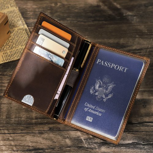 Imagen de Cartera de Pasaporte en Cuero Genuino para Hombre