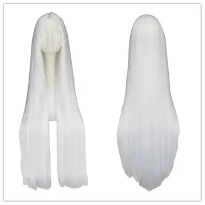 Image de Perruque Blanche Longue 100cm - Cheveux Lisses Synthétiques