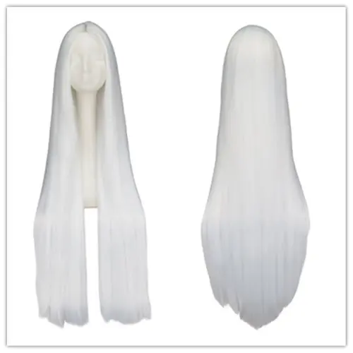 Image de Perruque Blanche Longue 100cm - Cheveux Lisses Synthétiques