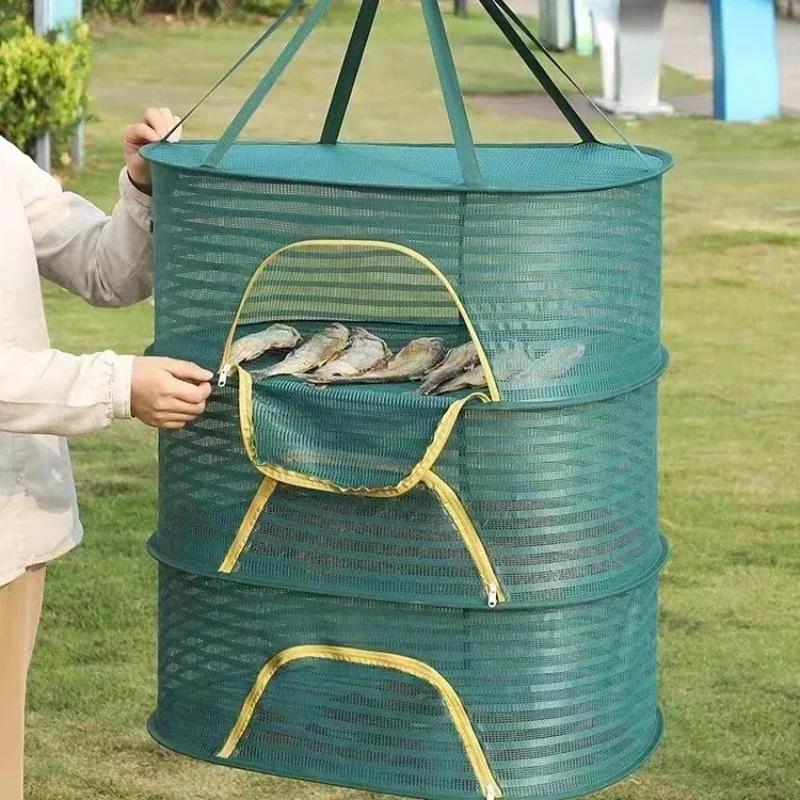 Image of Eco-Friendly Multi-Layer Hanging Drying Net for Herbs, Vegetables, Fruits, and Clothes – Non-Toxic Polyester, Portable & Foldable Design