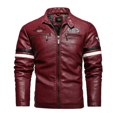 Image de Veste Moto Vintage Homme en Cuir - Style Bombardier Brodé