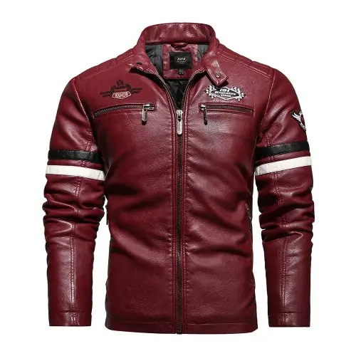 Image de Veste Moto Vintage Homme en Cuir - Style Bombardier Brodé