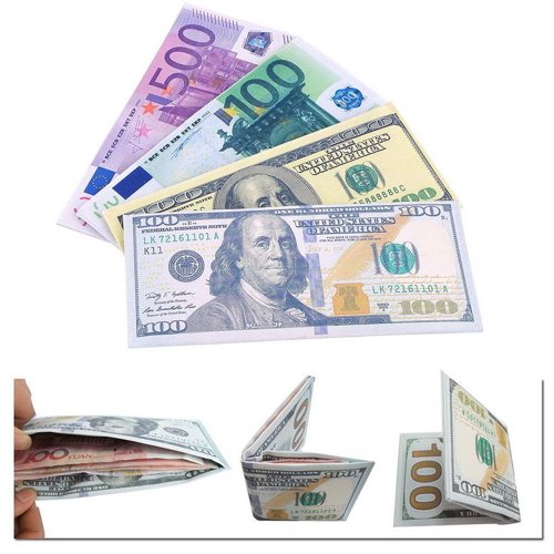 Zdjęcie Elegancki etui na gotówkę unisex z motywem walut – funt, dolar, euro – idealne do torebki i portfela, modny akcesorium dla mężczyzn i kobiet
