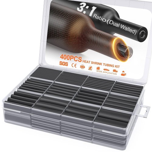 Image de Kit 400 Tubes Thermorétractables Noir - Qualité Marine & Adhésif