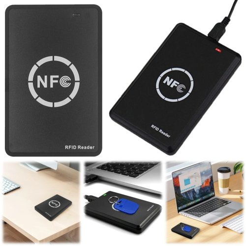 Immagine di Lettore e Scrittore di Smart Card NFC 5YOA 13.56MHz 125KHz Programmatore USB Copiatore RFID Duplicatore Decodificatore di Carte ID IC Sistema di Accesso Porte