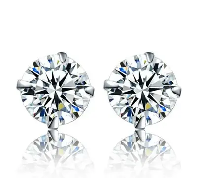 100% réel 925 bijoux en argent Sterling femmes mode mignon minuscule cristal clair CZ boucles d'oreilles cadeau pour les filles adolescentes dame