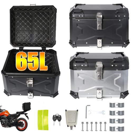 Image of 65L and 55L Aluminium Alloy Motorcycle Top Case – Waterproof Tail Box with Helmet Storage for Long-Distance Riding