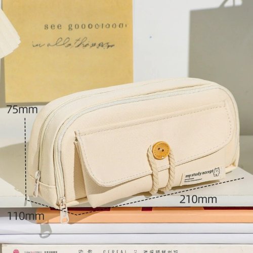 Immagine di Astuccio per matite in tela carino e conveniente, grande capacità di apertura per forniture per studenti, borsa da viaggio per cosmetici, 1 pezzo