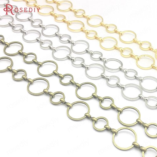 Afbeelding van Handgemaakte Messing Schakelkettingen van 1 Meter met 12 mm en 8 mm Ronde Gesloten Ringen – Ideaal voor DIY Sieraden maken en Creatieve Projecten