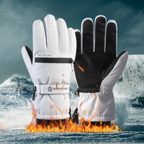 Afbeelding van Unisex Winddichte en Waterdichte Ski- en Winterhandschoenen met Warme Dikke Voering, Antislip Grip en Touchscreen Functie voor Wandelen en Fietsen