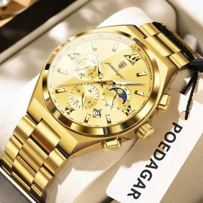 Image de Montre Homme Lumineuse avec Date - Acier Inoxydable