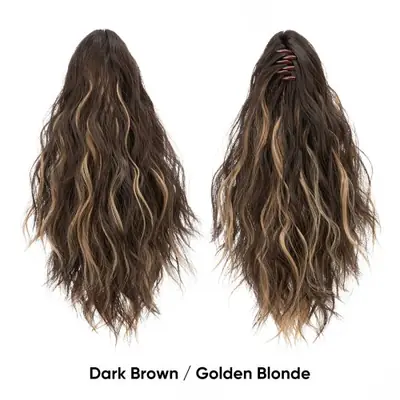 Image de Extensions de Cheveux Courtes Blonde - Pince à Griffe Synthétique