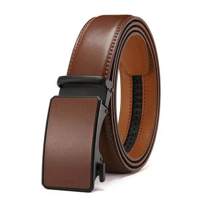 Image de Ceinture Homme Cuir Luxe Boucle Automatique - Noir & Marron