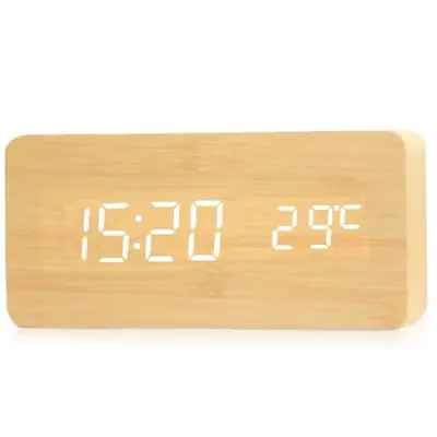 Image de Réveil LED en Bois avec Température