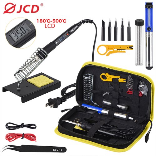 Image of Professional 80W Electric Soldering Iron Kit with LCD Display, Adjustable Temperature Control, 110V/220V Dual Voltage, Complete Soldering Station with Tips and Tools for Electronics Repair and DIY Projects