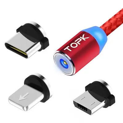 Image de Câble de Charge Magnétique 3 en 1 - Rotatif & Résistant