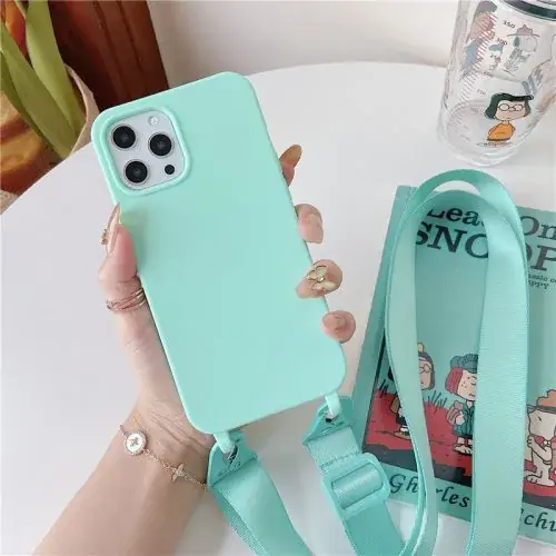 Image de Coque Silicone Mat avec Bandoulière pour iPhone