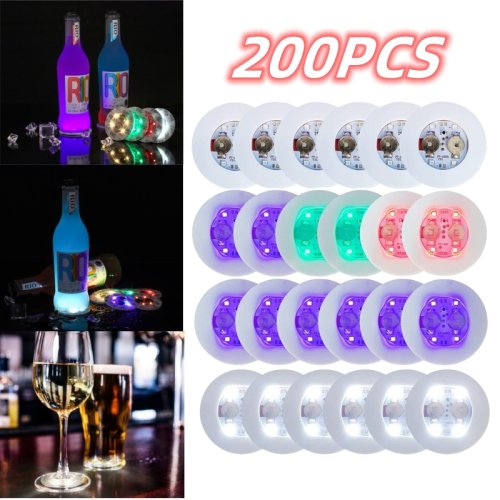 Image of 200-Pack Colorful LED Wine Bottle Lights – Glowing Coaster Stickers for Bar, Wedding, Party, and Home Decor
