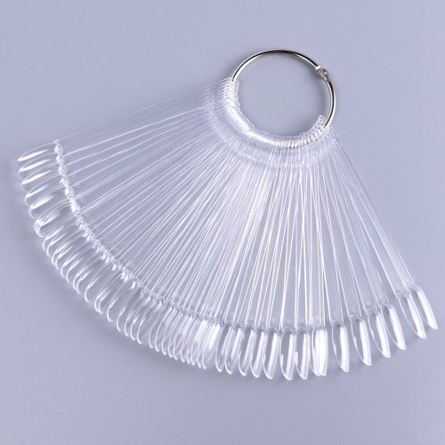 Immagine di Set da 50 Punte per Display Unghie Finte Trasparenti con Tavolozza Colori Naturale Ovale a Forma di Ventaglio – Campioni di Smalto UV Gel per Manicure Professionale