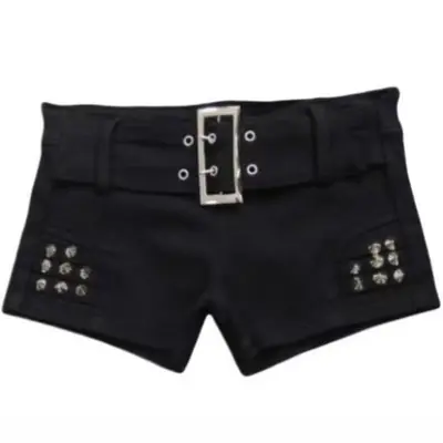 Image de Shorts Vintage Sexy Taille Basse en Cuir - Style Y2K