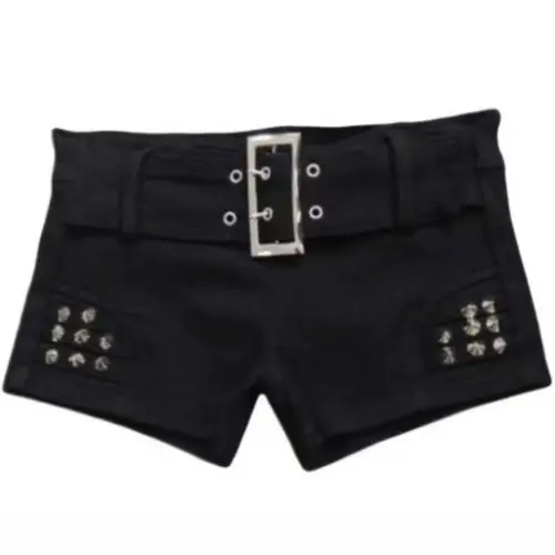 Image de Shorts Vintage Sexy Taille Basse en Cuir - Style Y2K