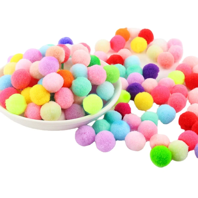 Zdjęcie Kulki pomponowe 8mm 10mm 15mm 20mm 25mm 30mm Puszyste pompony Rzemiosło Pompon Diy Ręcznie robione zabawki dla dzieci Dekoracje ślubne Materiały rzemieślnicze