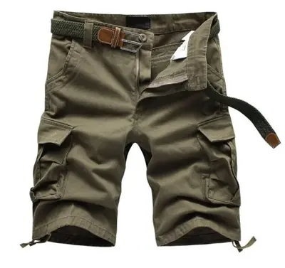 Image de Short Cargo Tactique Homme - Kaki Baggy Multi-Poches