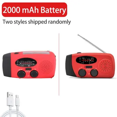 Image de Radio de Secours Portable 2000mAh avec LED et Charge Solaire