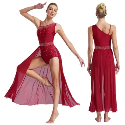 Image de Justaucorps de Danse Élégant avec Strass et Fente
