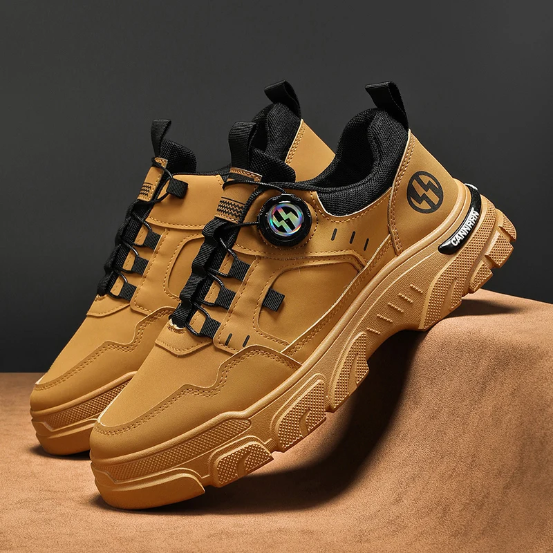 Image of Stylish Autumn Men's Casual Leather Sneakers – Comfortable Soft Platform Shoes for Everyday Wear