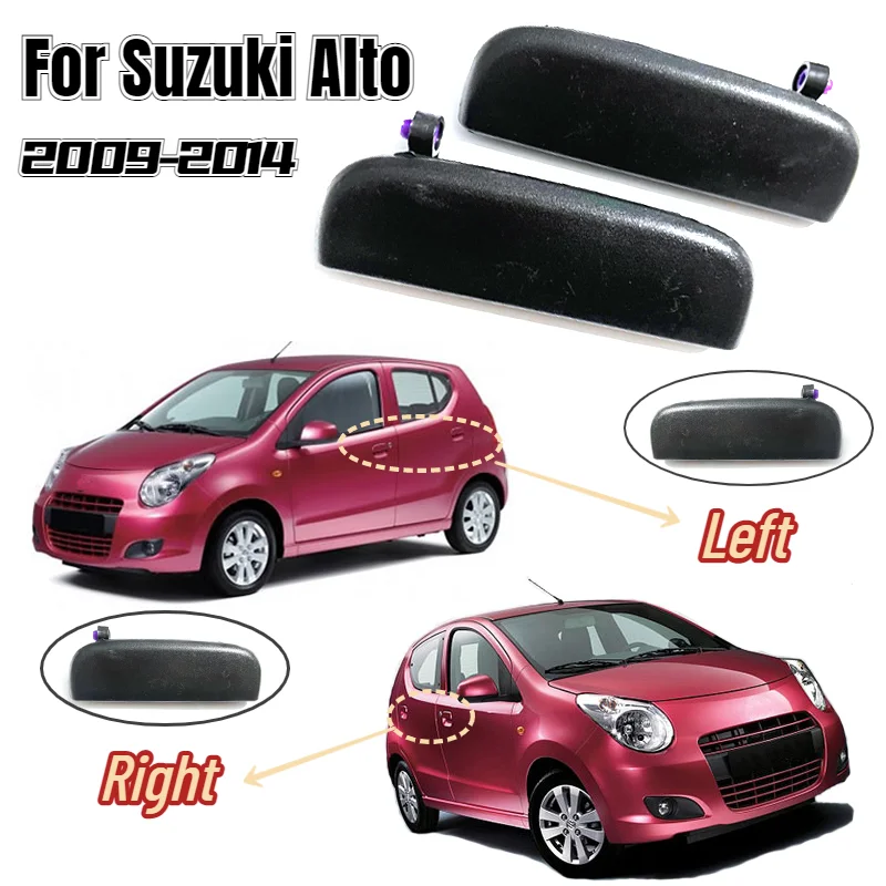 Image of Black Exterior Door Handle Set for Suzuki New Alto – Front and Rear Outer Door Knobs, Left and Right Side Replacement Parts