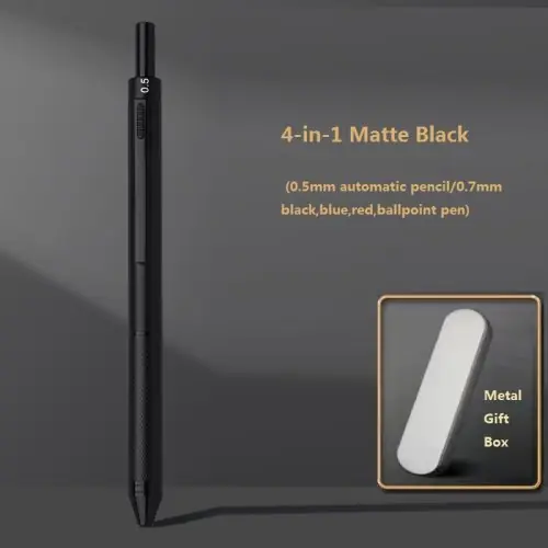 Noir stylo dans boîte métallique