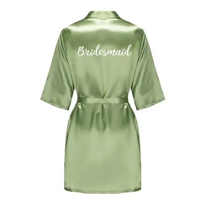 Image de Robe de Mariée en Satin de Soie Grande Taille - Vert Sauge