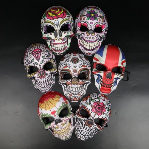 Image of Authentic Mexican Day of the Dead Skull Mask – Handcrafted Halloween Costume Accessory for Cosplay, Purim Parties, and Cultural Celebrations