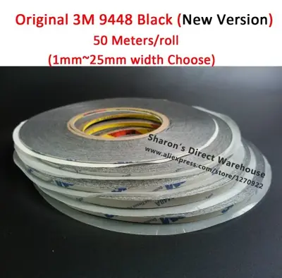 Image de Ruban Adhésif Double Face Noir 3M 9448AB - 1mm x 25mm