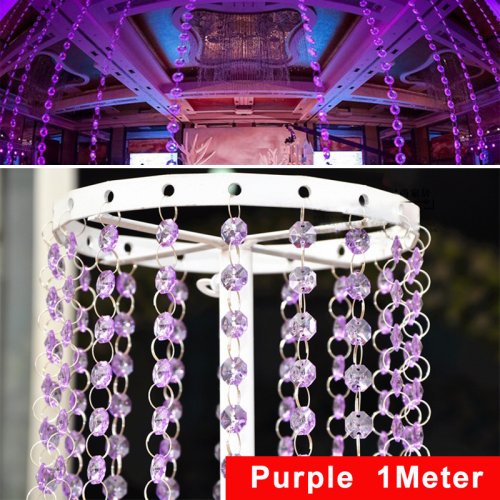 Immagine di Fili di Perline di Cristallo Acrilico Trasparente da 1 Metro - Lampadario Sospeso, Catena di Perline, Ghirlanda Decorativa per Matrimoni e Natale