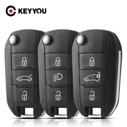 Afbeelding van KeyYou Autosleutelhuls Compatibel met Citroën C-Elysée, Peugeot 208, 301, 308, 508, 2008, 3008, 5008, RCZ, Expert, Partner, Rifter & Reiziger - Licht Design