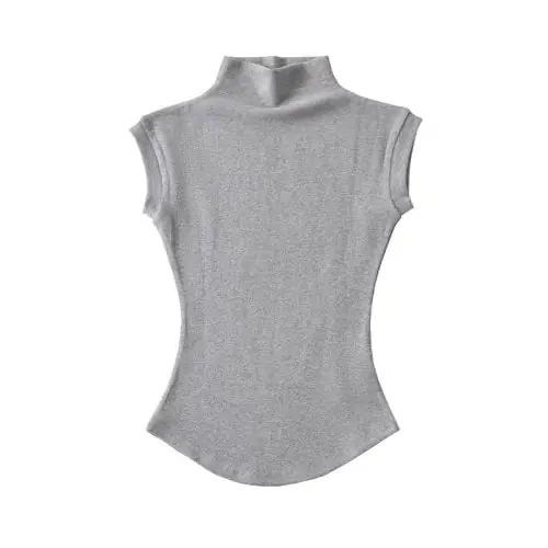 Image de T-Shirt Col Roulé Sans Manches Femme - Style Été Sexy & Ajusté