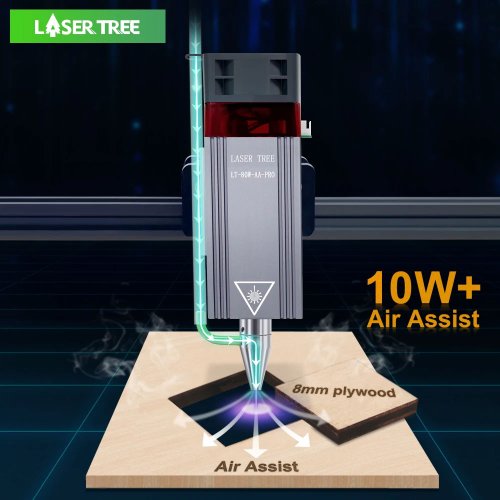 Imagen de Cabezal Láser 10W y 5W con Asistencia de Aire y Módulo TTL de Luz Azul para Corte y Grabado CNC - Herramienta Profesional para Bricolaje y Trabajo de Madera
