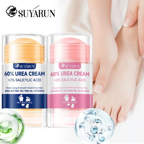SUYARUN Crema per piedi all'urea al 60% - Idratante ed esfoliante, Riparazione del tallone screpolato, Idratazione profonda per piedi secchi, Protezione lunga.