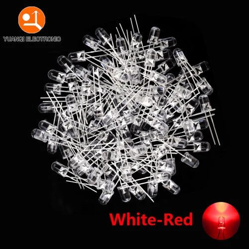 5MM wit-rood 100pcs