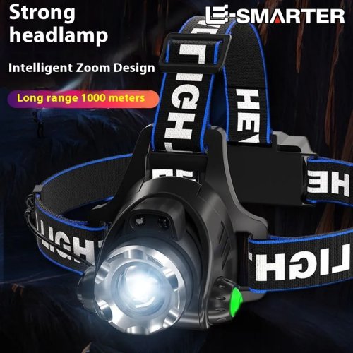 Krachtige LED Hoofdlamp met USB Oplaadbaarheid, Telescopisch Zoomsysteem en Waterdichte Bouw – Ideaal voor Outdoor Activiteiten en Werklampgebruik