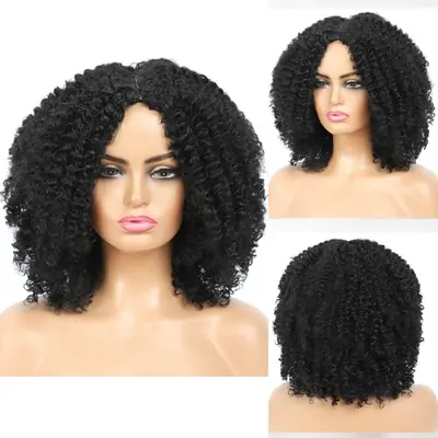 Image de Perruque Afro Courte Bouclée Ombrée - Clip-in Synthétique