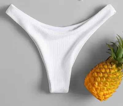 Image de Bikini Tanga Push-Up Élégant - Rouge, Blanc, Noir