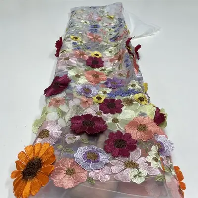 Image de Dentelle Africaine Luxueuse 3D - Tissu de Mariage avec Paillettes