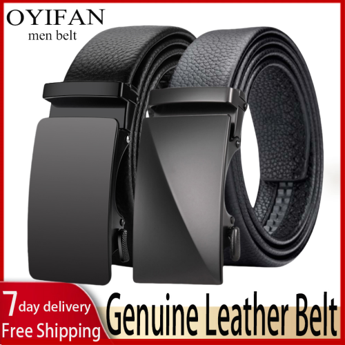 Imagen de Cinturón de Cuero Genuino para Hombre con Hebilla Automática - Correa Formal y Elegante para Trabajo y Ocasiones Especiales