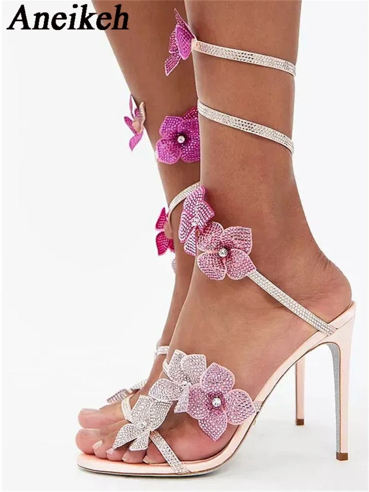 Bild von Sexy Kristall-Blume Sandalen mit Ankelriemen