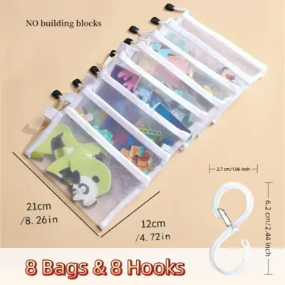 Sacs de Rangement Transparent avec Fermeture Éclair - Lot de 8